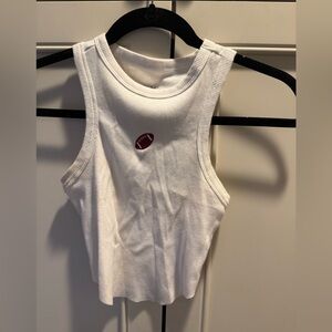 wild fable White Ribbed Tank Top with Maroon Football Detail